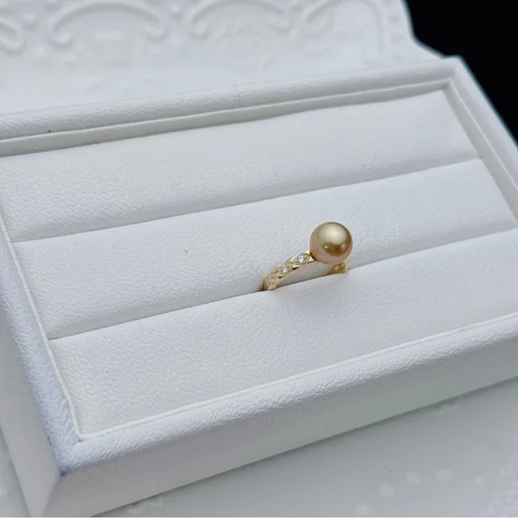 GSR3 S925 Stamped Golden South Sea Pearl Adjustable Ring - Picture 3 of 7